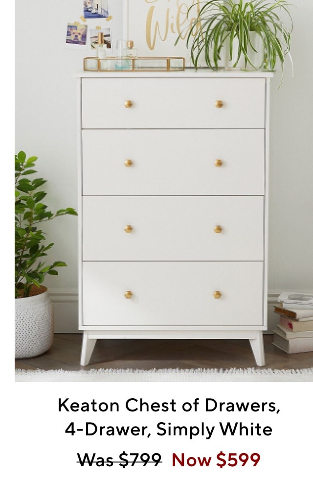 Keaton Chest of Drawers, 4-Drawer, Simply White Was$7992 Now $599 