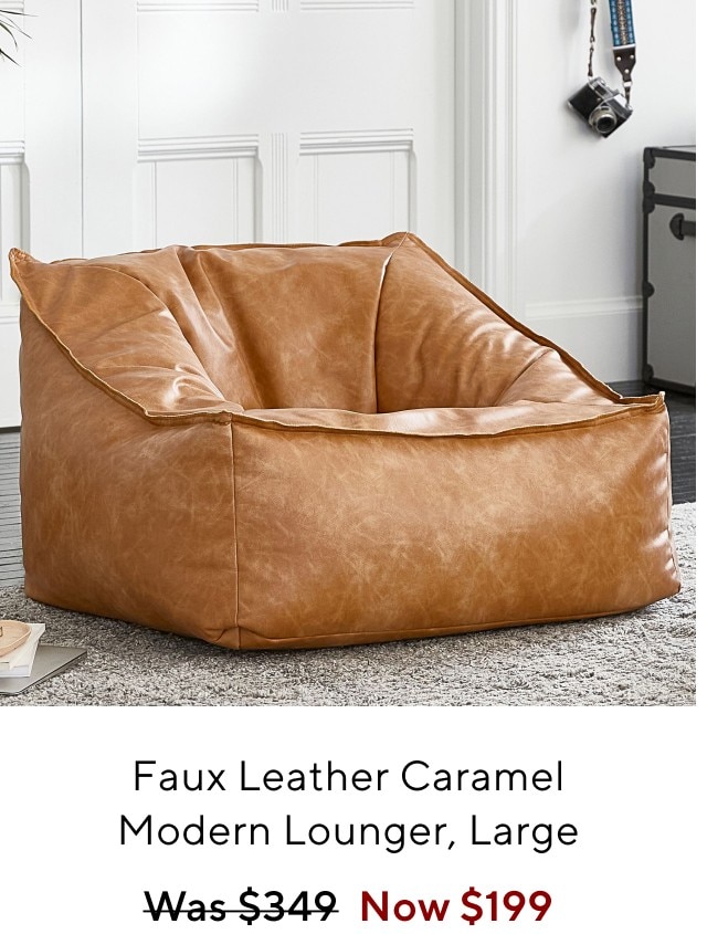 faux leather caramel modern lounger