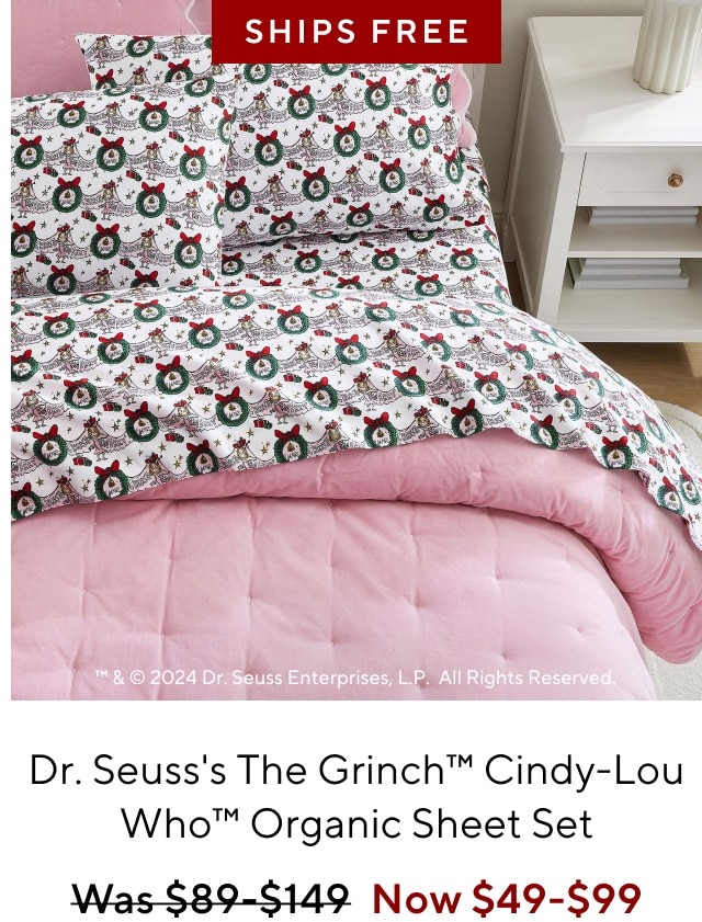 Dr. seuss's the grinch cindy-lou who organic sheet set