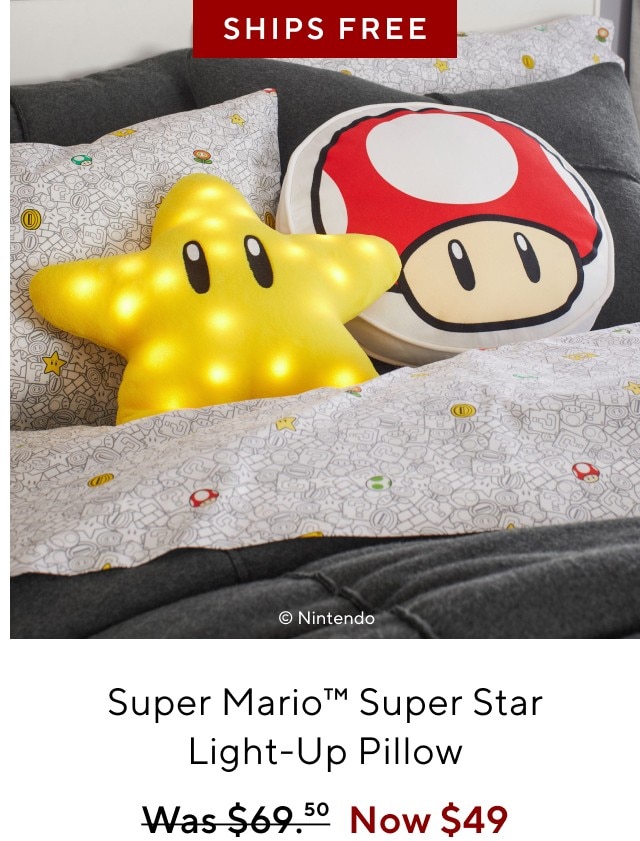 Super mario super star light-up pillow