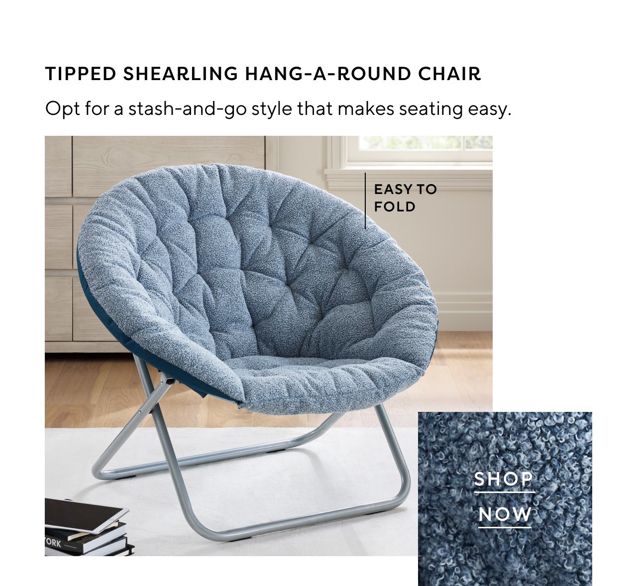 Tipped shearling hang-a-round chair