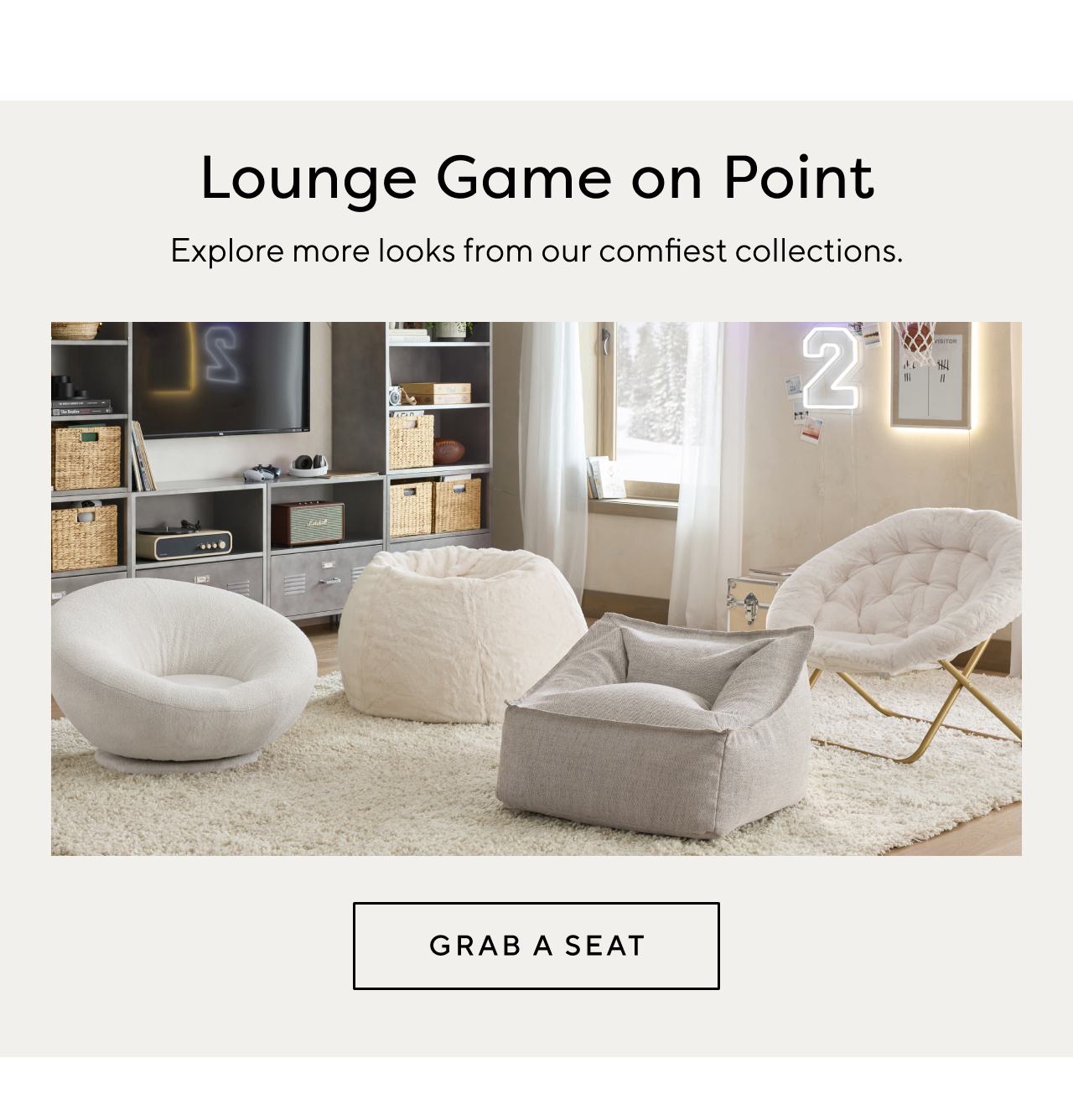 Lounge game on point. Grab a seat