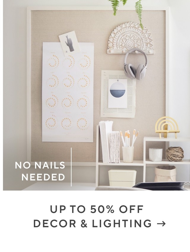 Up to 50% off decor and lighting