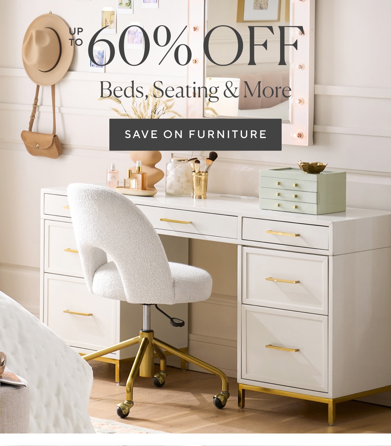 Up to 60% beds, seating and more
