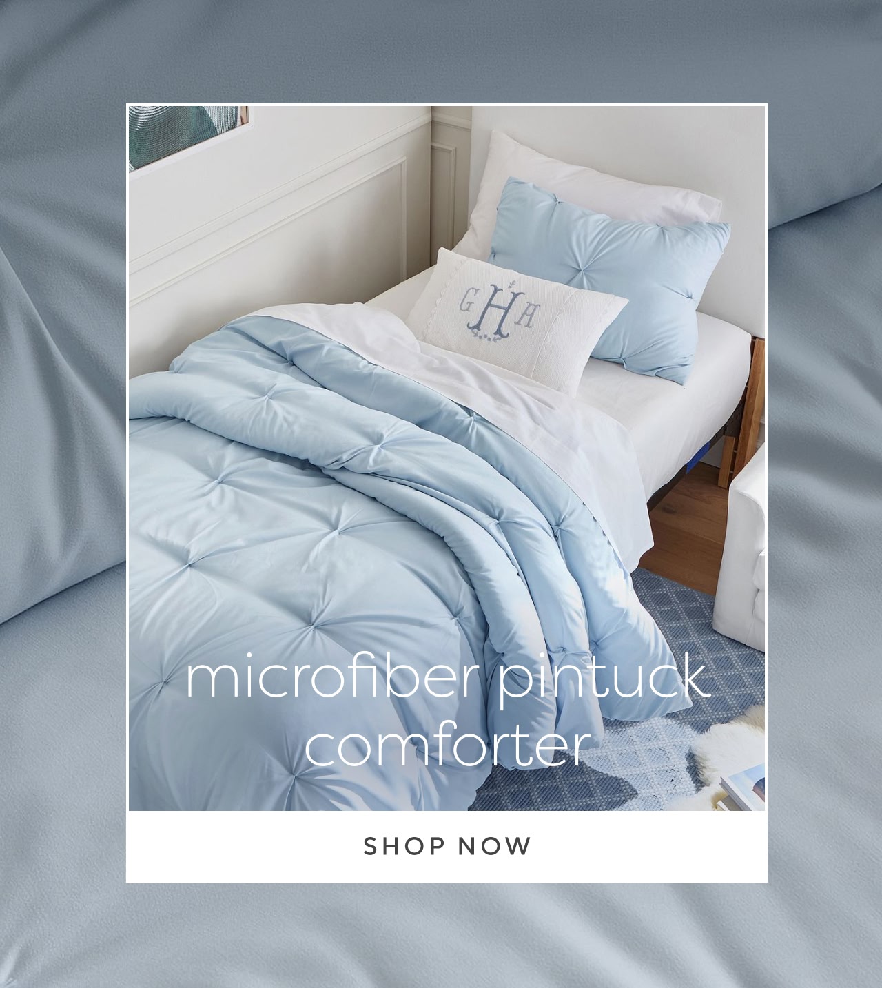 Microfiber pintuck comforter