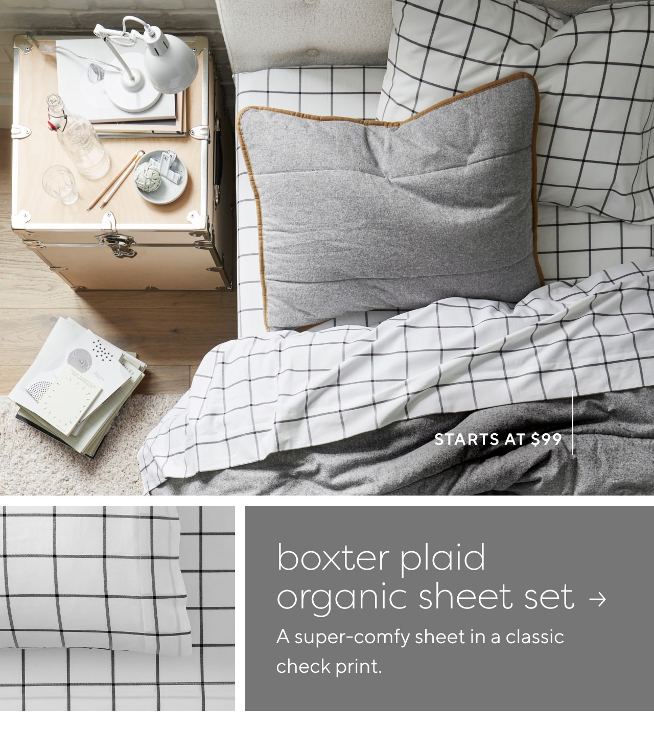 Boxter plaid organic sheet set